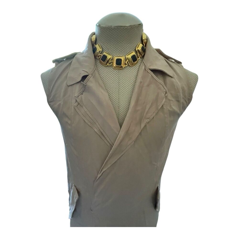 Philosophy Jacket Sleeveless Blazer Womens Open Front Pockets Career Work Preppy